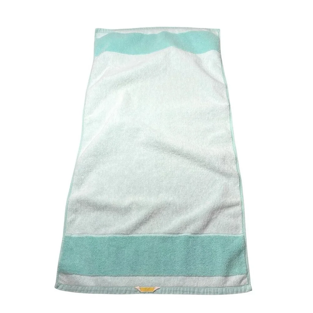 Vintage Teal Floral Hand Towel Indanthren Spring Flowers 18”x35”